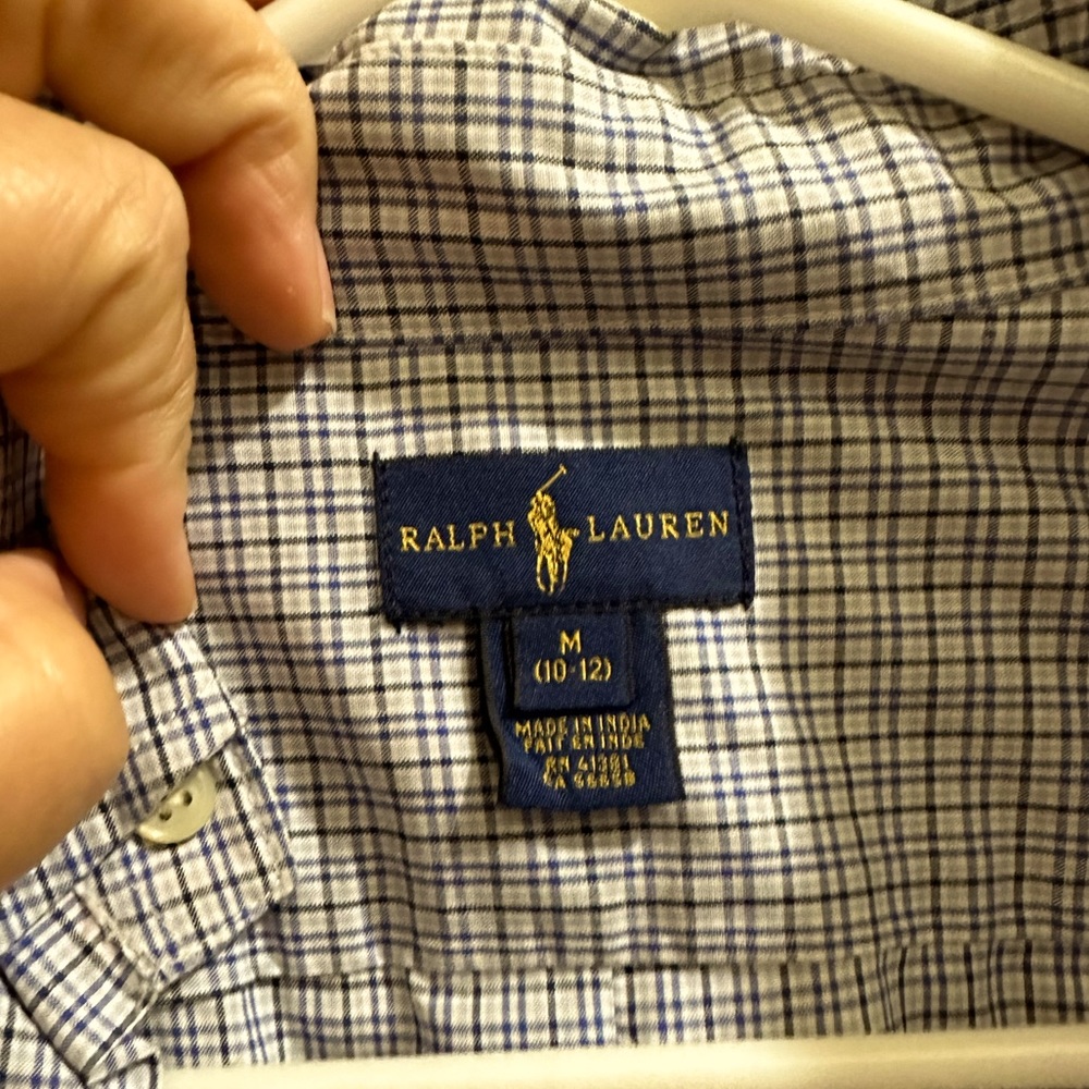 Gently worn Big Boys Plaid Cotton Poplin Shirt